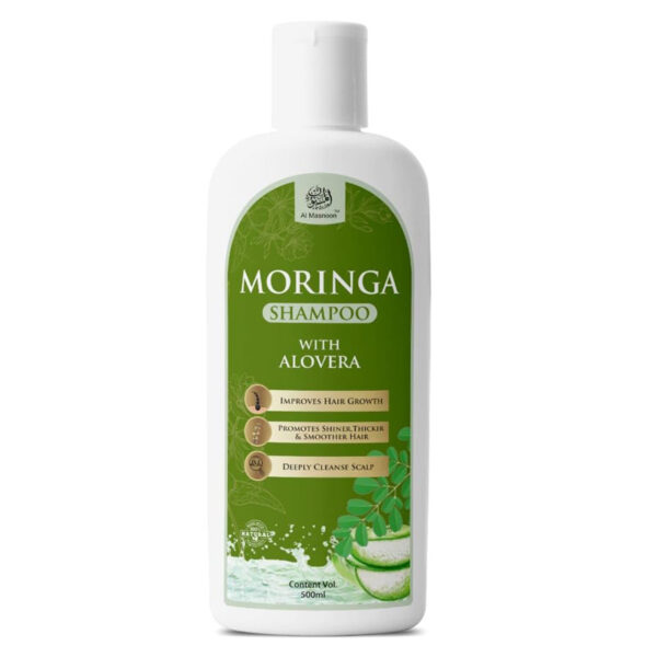 AL MASNOON Moringa Shampoo with Aloe Vera – Deep Cleansing Formula for Scalp Health and Hair Growth (500ml Pack of 1)