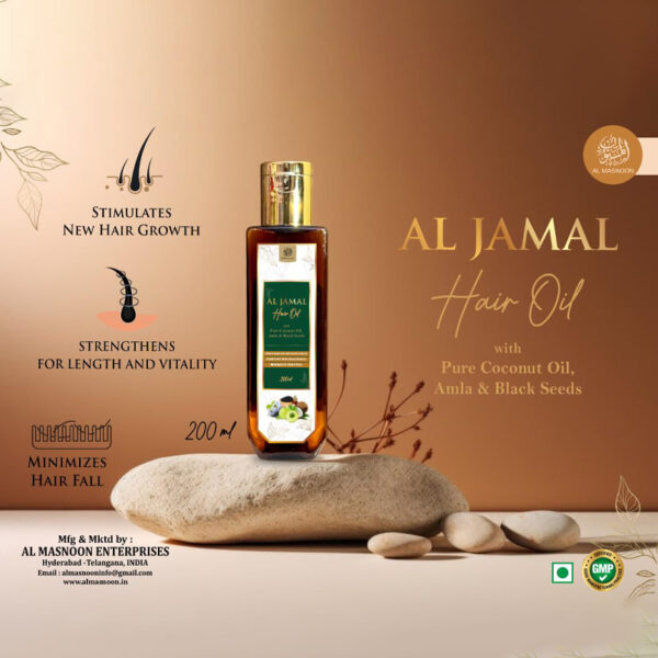 Al Masnoon Al Jamal Hair Oil – Enriched with Black Seed & Amla for Stronger, Healthier Hair Growth (200ml Pack of 1)