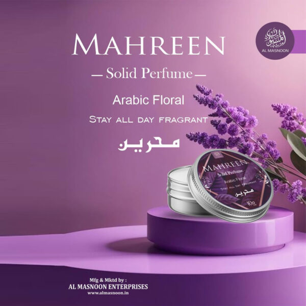 AL MASNOON Mahreen Solid Perfume 10g - Arabic Floral Fragrance, Long-Lasting Deodorant for All-Day Freshness, Perfect