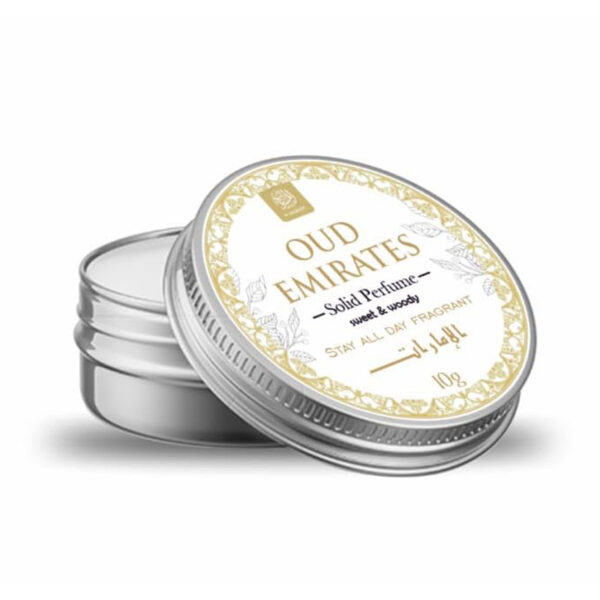 AL MASNOON Oud Emirates Solid Perfume 10g - Sweet Woody Arabic Fragrance, Long-Lasting, Can Be Used as Deodorant, All-Day Freshness, Perfect