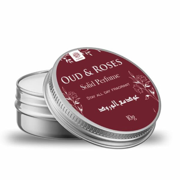 AL MASNOON Rose Oud Solid Perfume 10g - Arabic Fragrance with Oud and Roses, Long-Lasting Deodorant for All-Day Freshness, Perfect